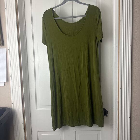 Daily Ritual Women Large Mini Jersey Short Sleeve T-shirt Tee Dress Green - Picture 3 of 4